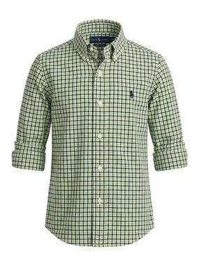 Ralph Lauren Green Blue and White Button-Down Shirt Boys Sz 6